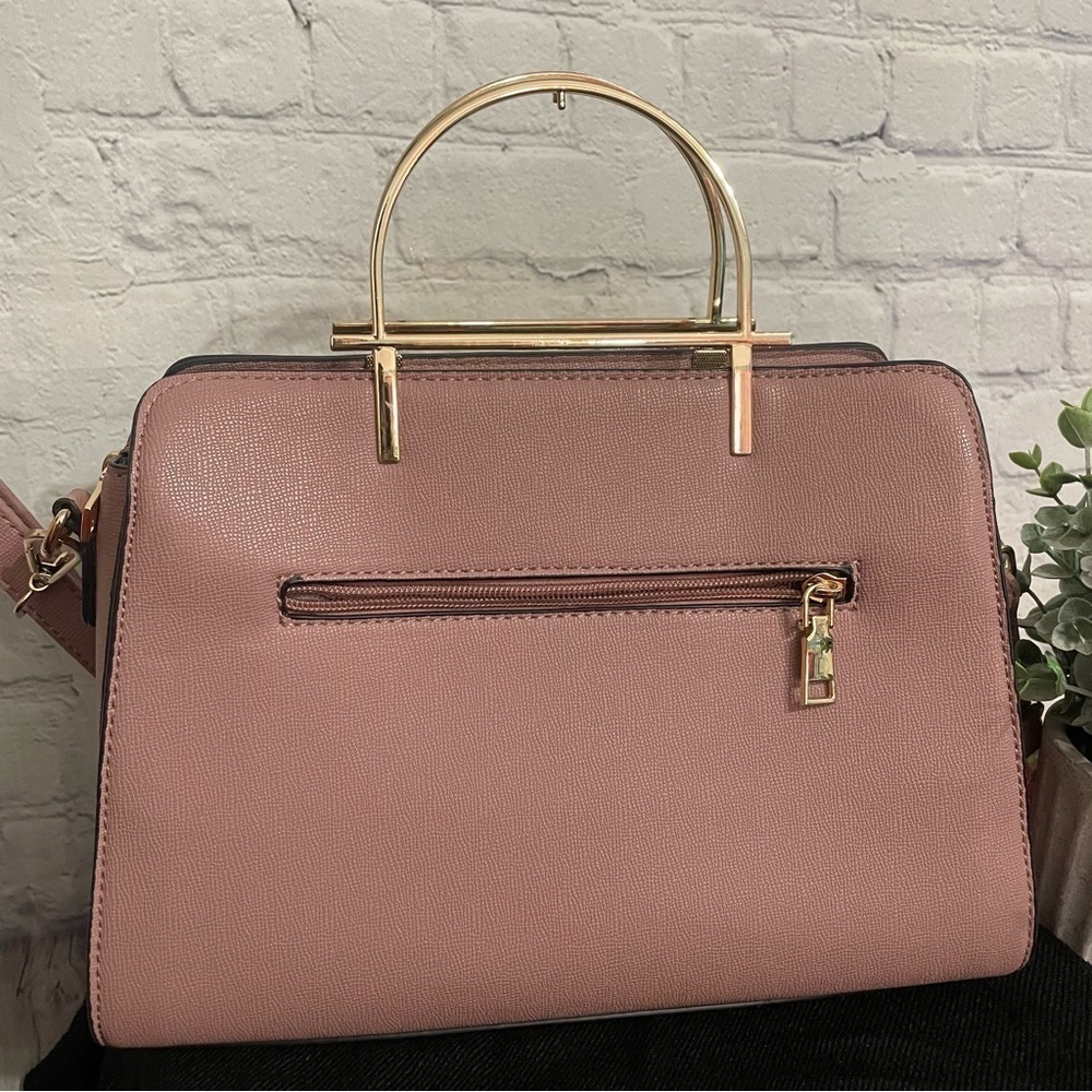 Pink Small Carry Shoulder Bag Tote Gold Trim Handles